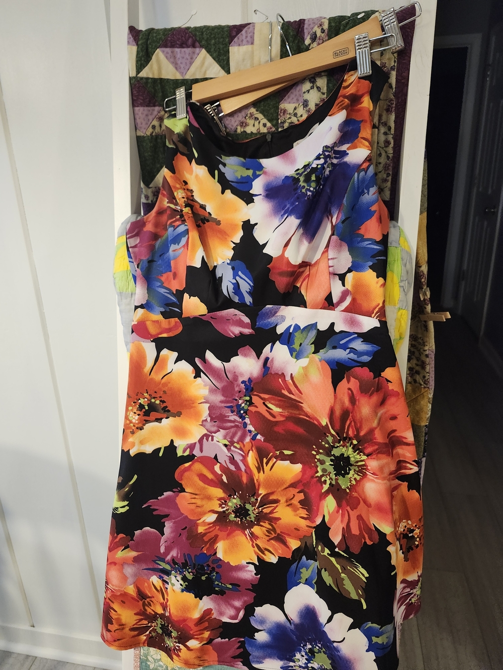 Floral Fit & Flare Dress - Black Multi